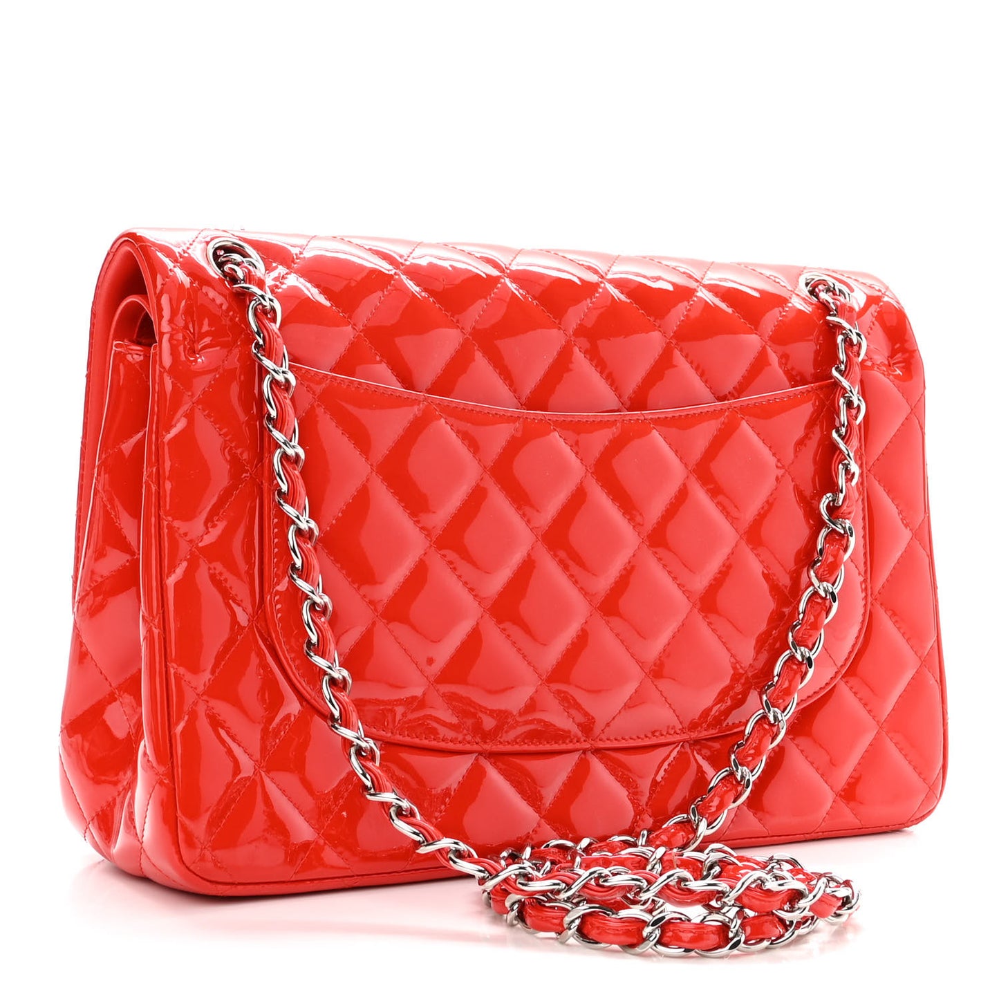 Patent Quilted Jumbo Double Flap Red