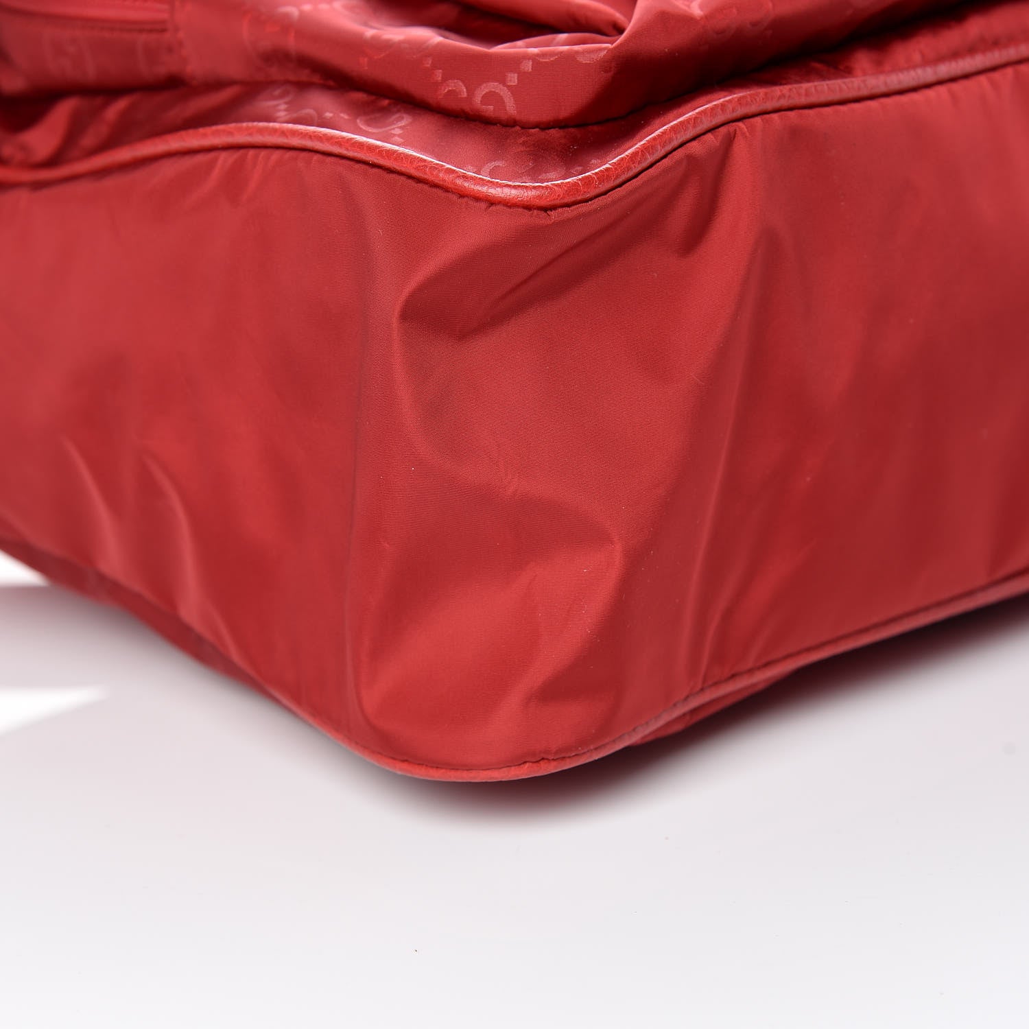 Gucci Nylon Monogram Double Buckle Flap Messenger Bag Vibrant Red 5 of 10