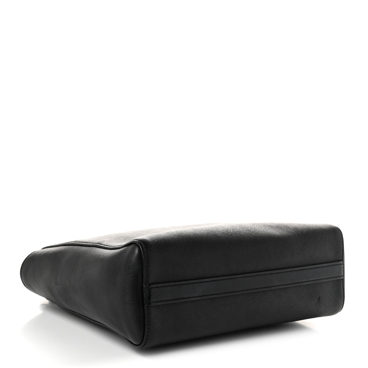 Saffiano Soft Calfskin Small Zippered Tote Black
