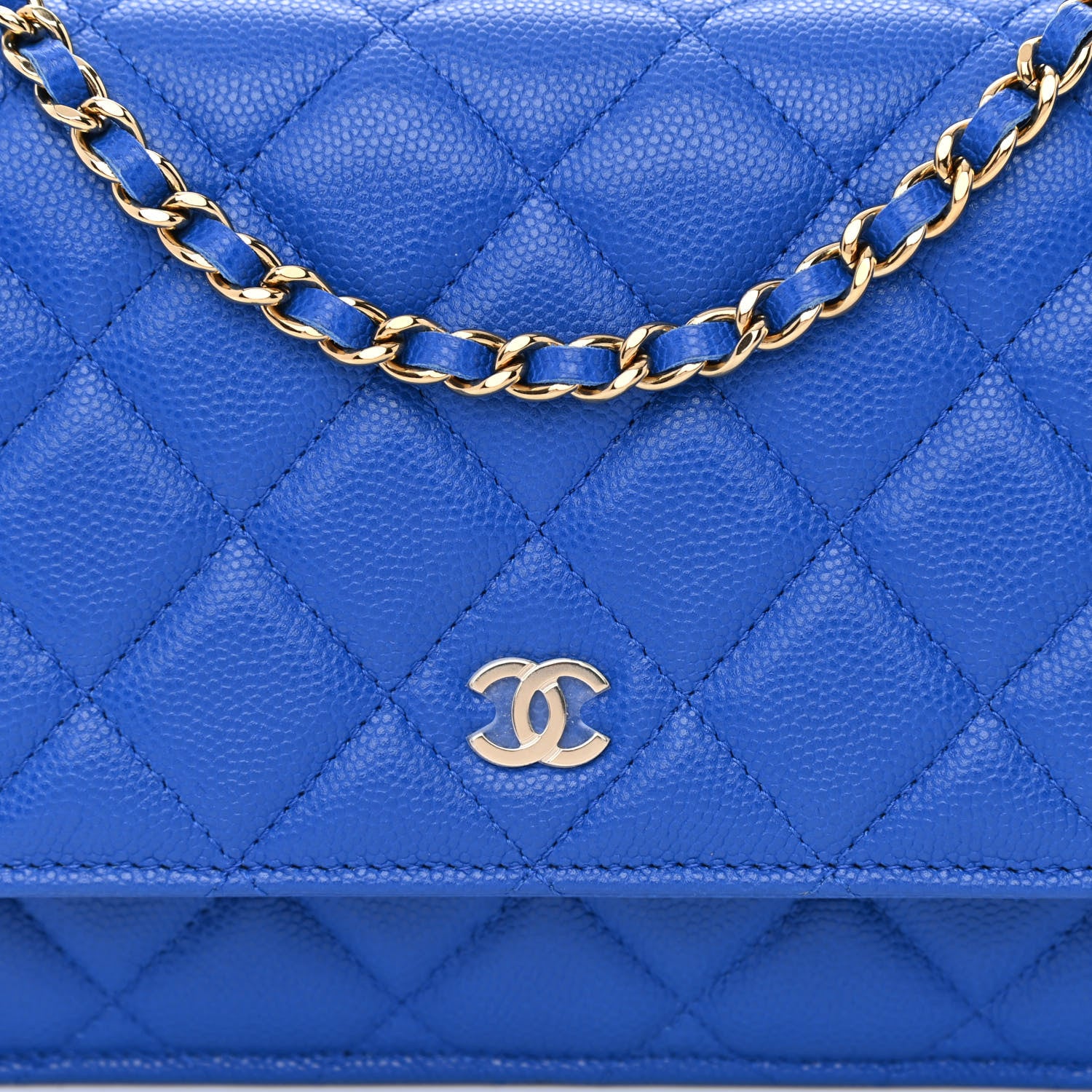 Chanel Caviar Quilted Wallet On Chain WOC Blue 8 of 12