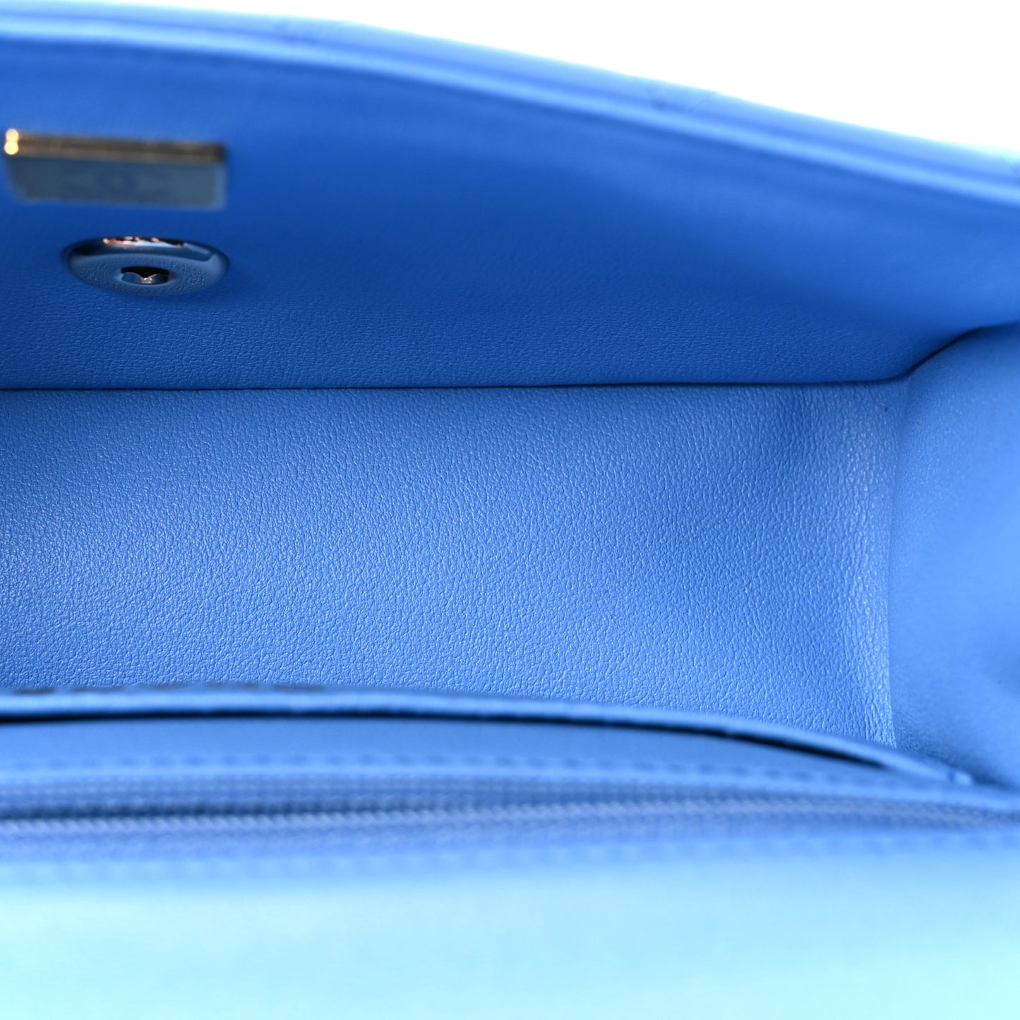 Lambskin Quilted Mini Top Handle Rectangular Flap Blue