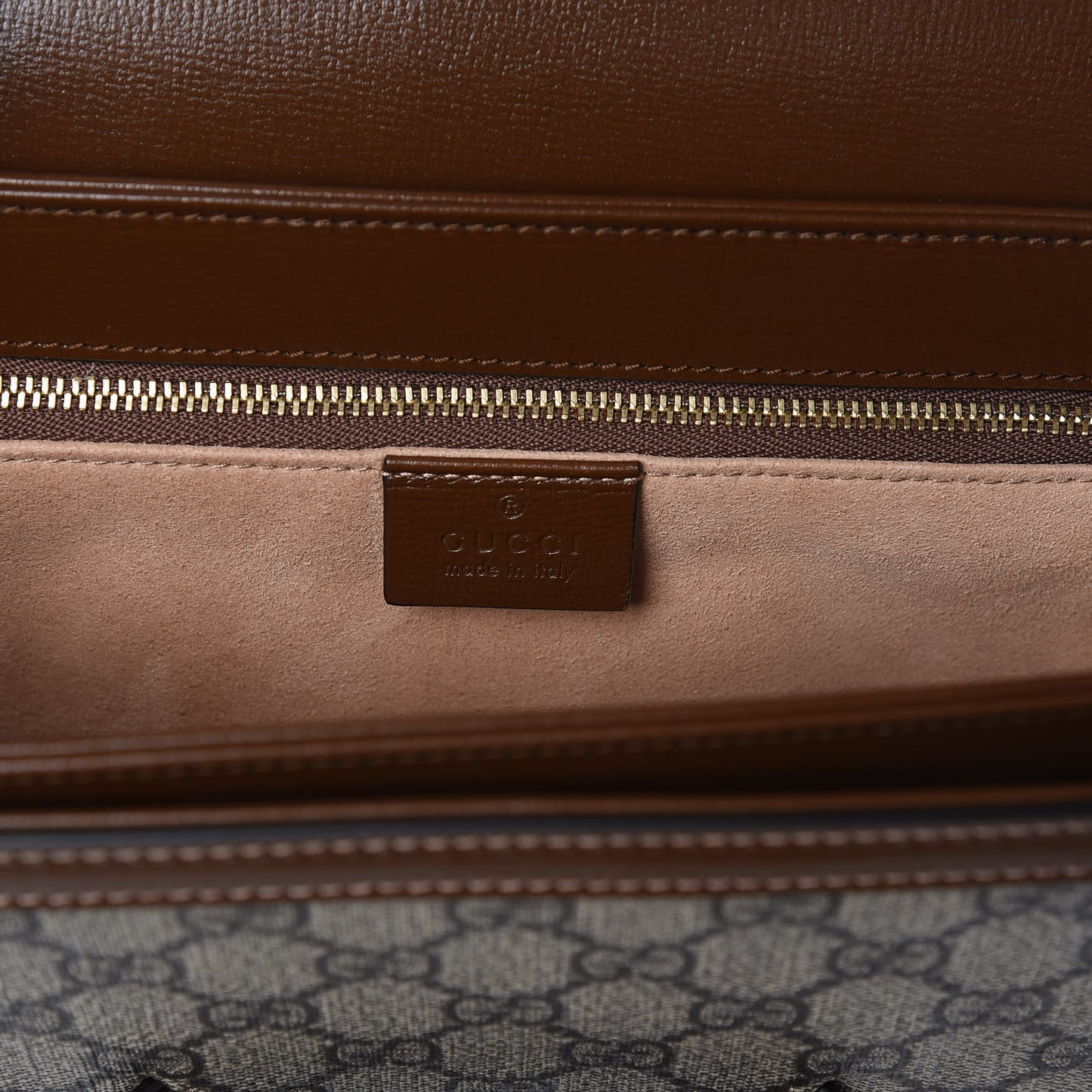 GG Supreme Monogram Horsebit 1955 Shoulder Bag Beige Brown Sugar