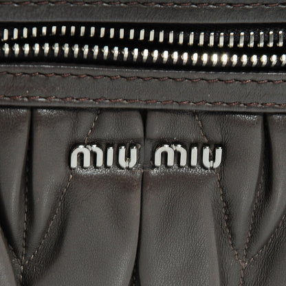 Miu Miu Leather Matelasse Shoulder Bag Grigio 7 of 9