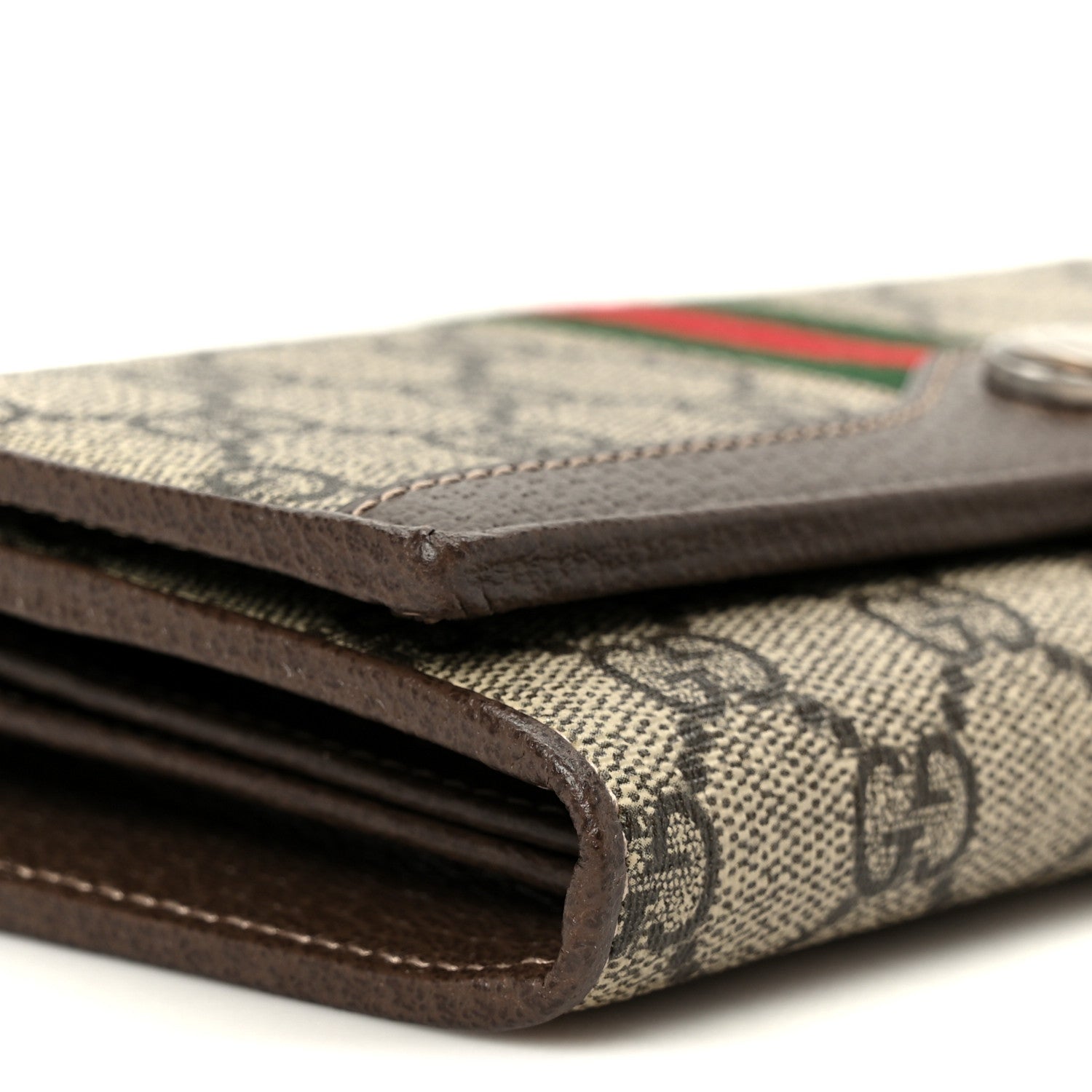 Gucci GG Supreme Monogram Web Ophidia Wallet On Chain Brown 9 of 11