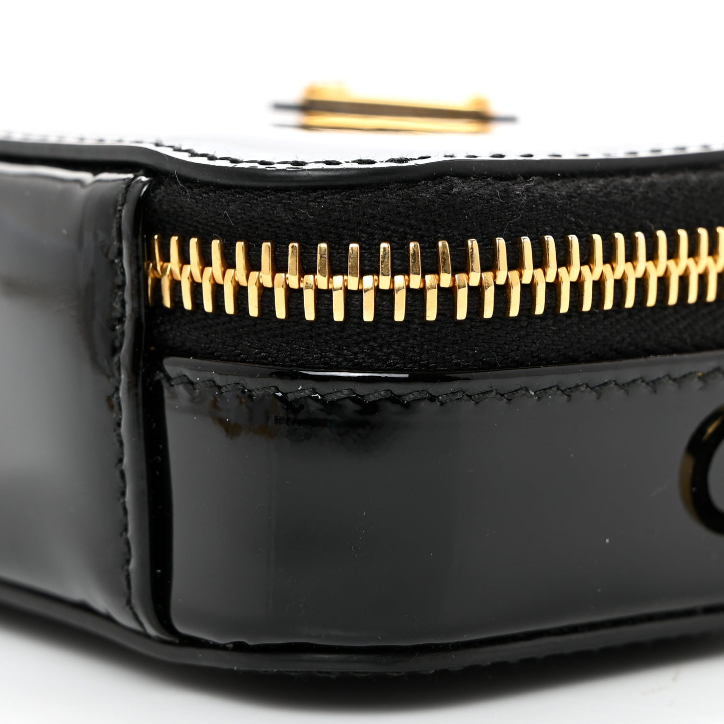 Vernice Metal Triangle Logo Mini Pouch with Handle Black