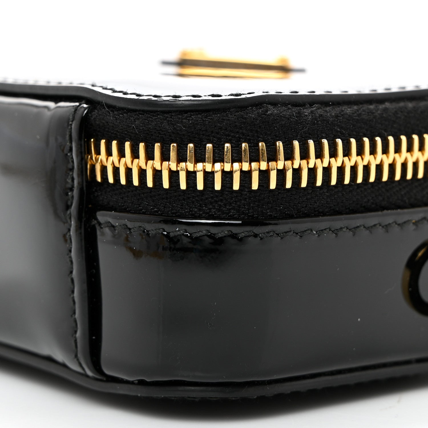 Prada Vernice Metal Triangle Logo Mini Pouch with Handle Black 10 of 12