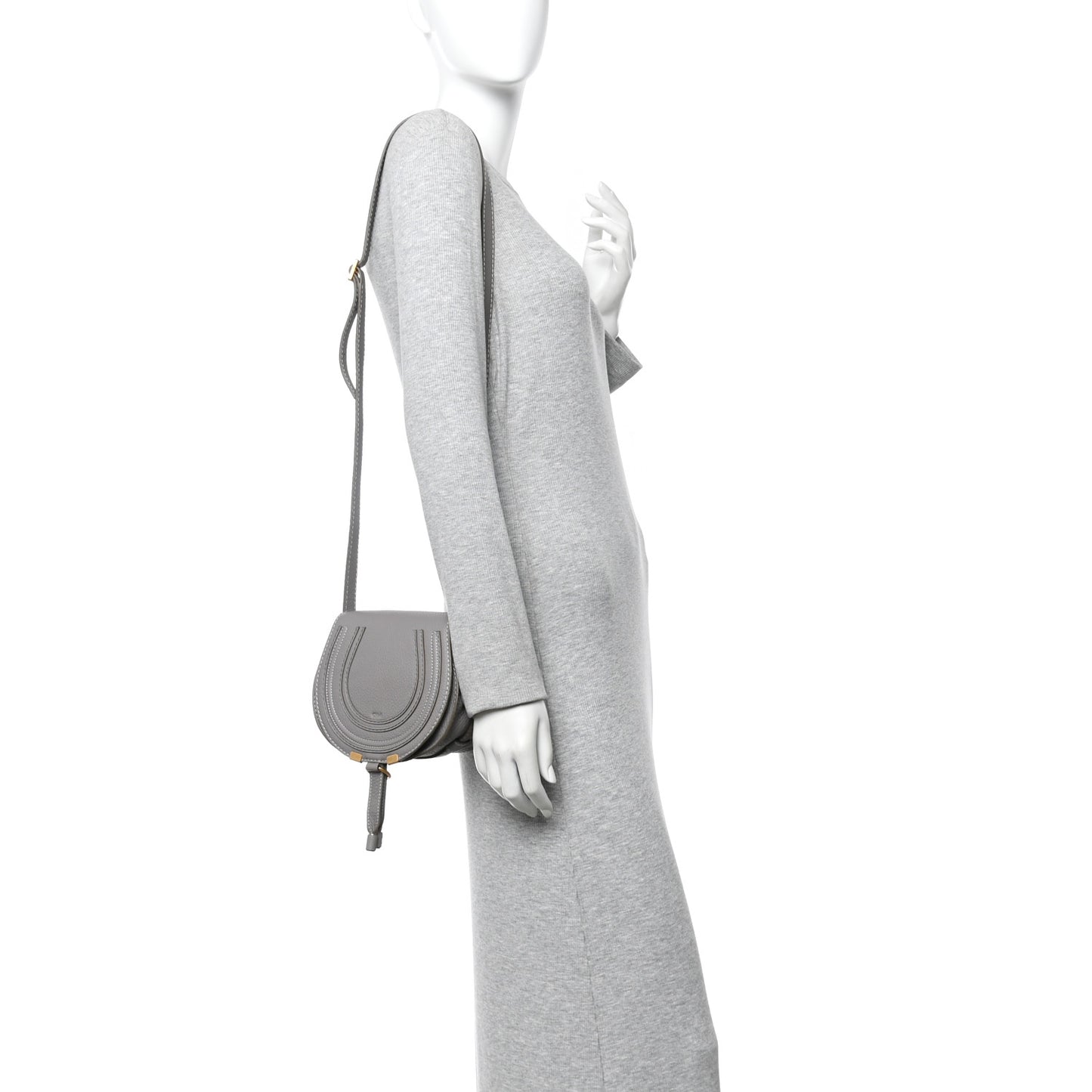 Calfskin Mini Marcie Round Crossbody Bag Cashmere Grey