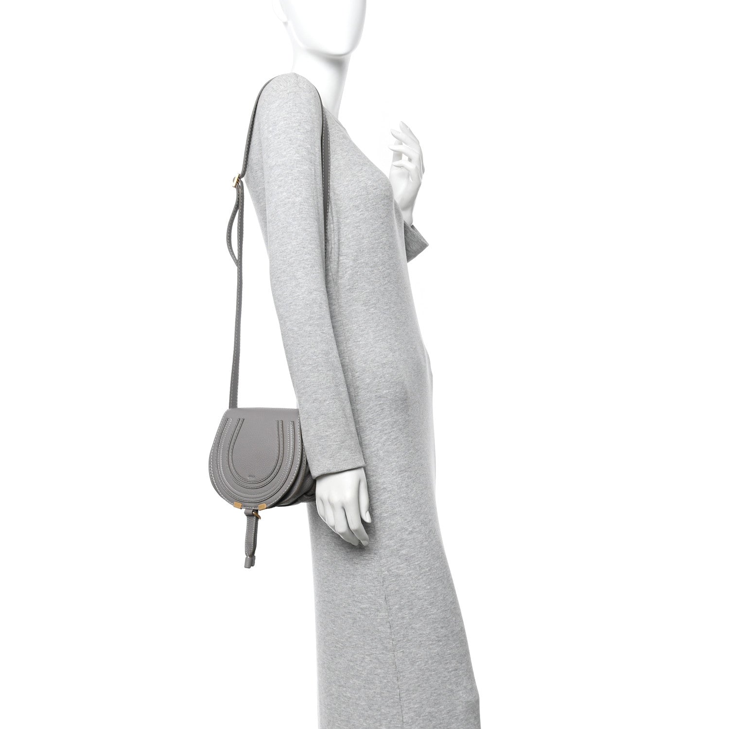 Chloe Calfskin Mini Marcie Round Crossbody Bag Cashmere Grey 2 of 13