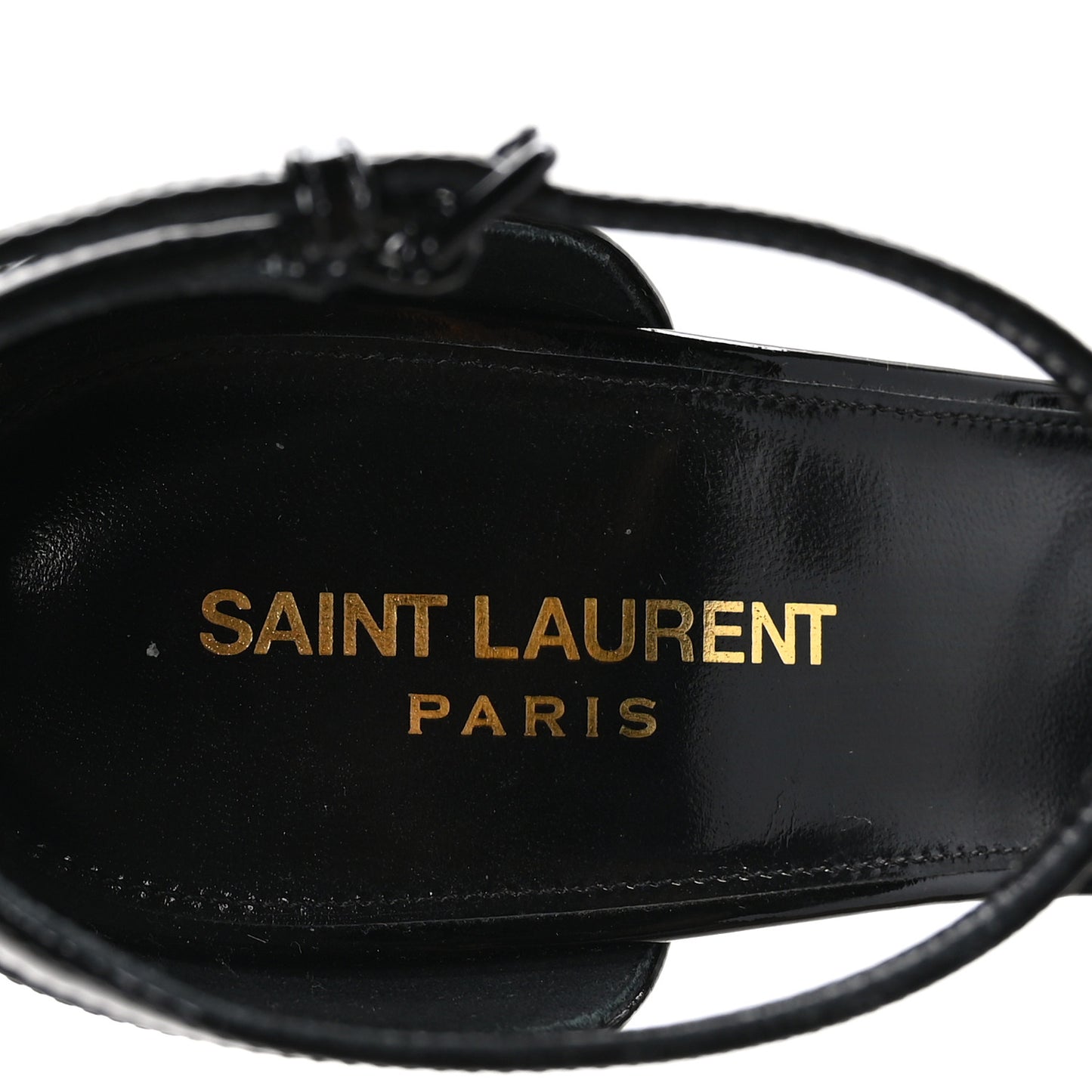 Patent Calfskin Opyum 110 Sandals 40.5 Black Gold
