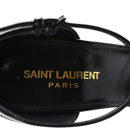 Saint Laurent Patent Calfskin Opyum 110 Sandals 40.5 Black Gold 8 of 9