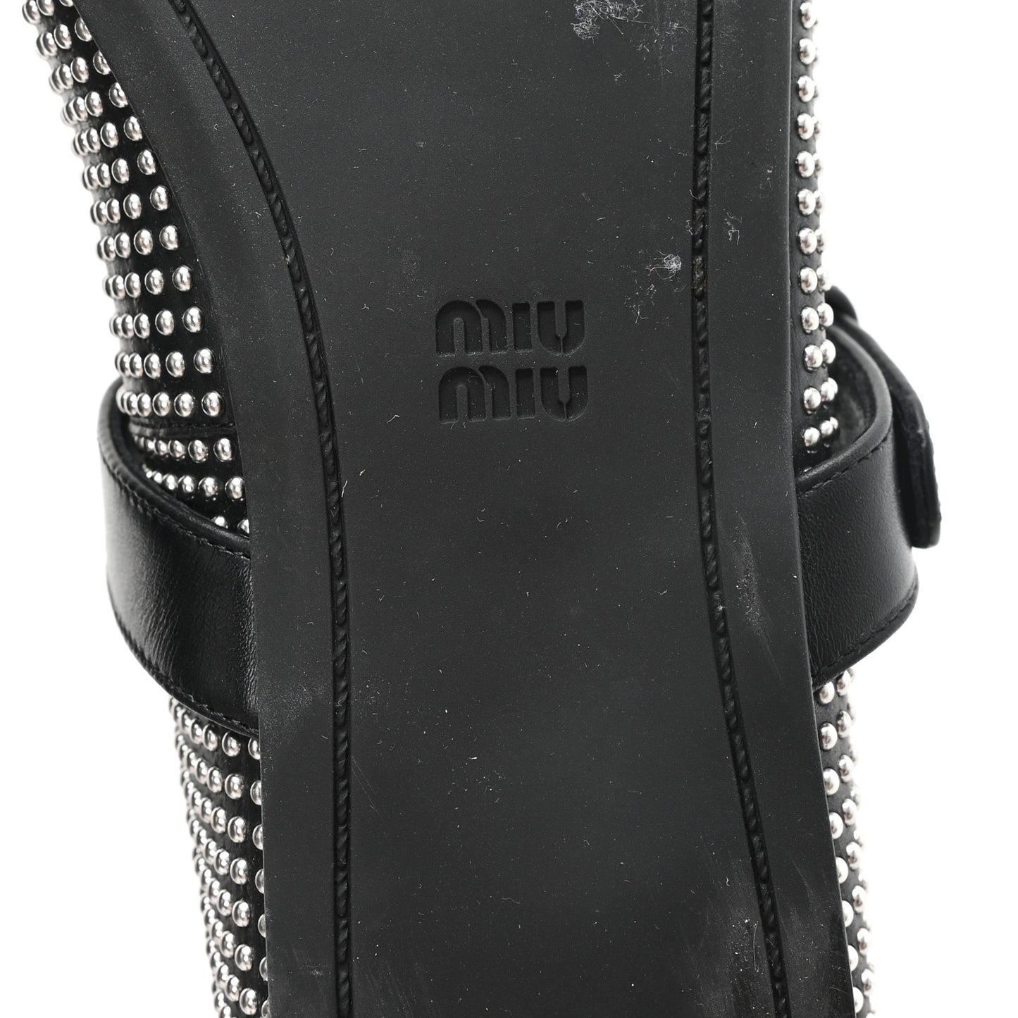 Calfskin Studded Mary Jane Ballerina Flats 36.5 Black