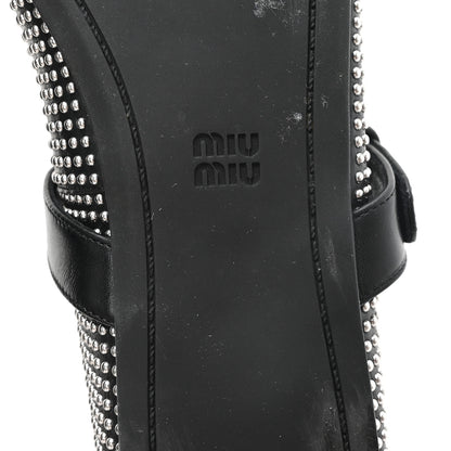 Miu Miu Calfskin Studded Mary Jane Ballerina Flats 36.5 Black 7 of 8