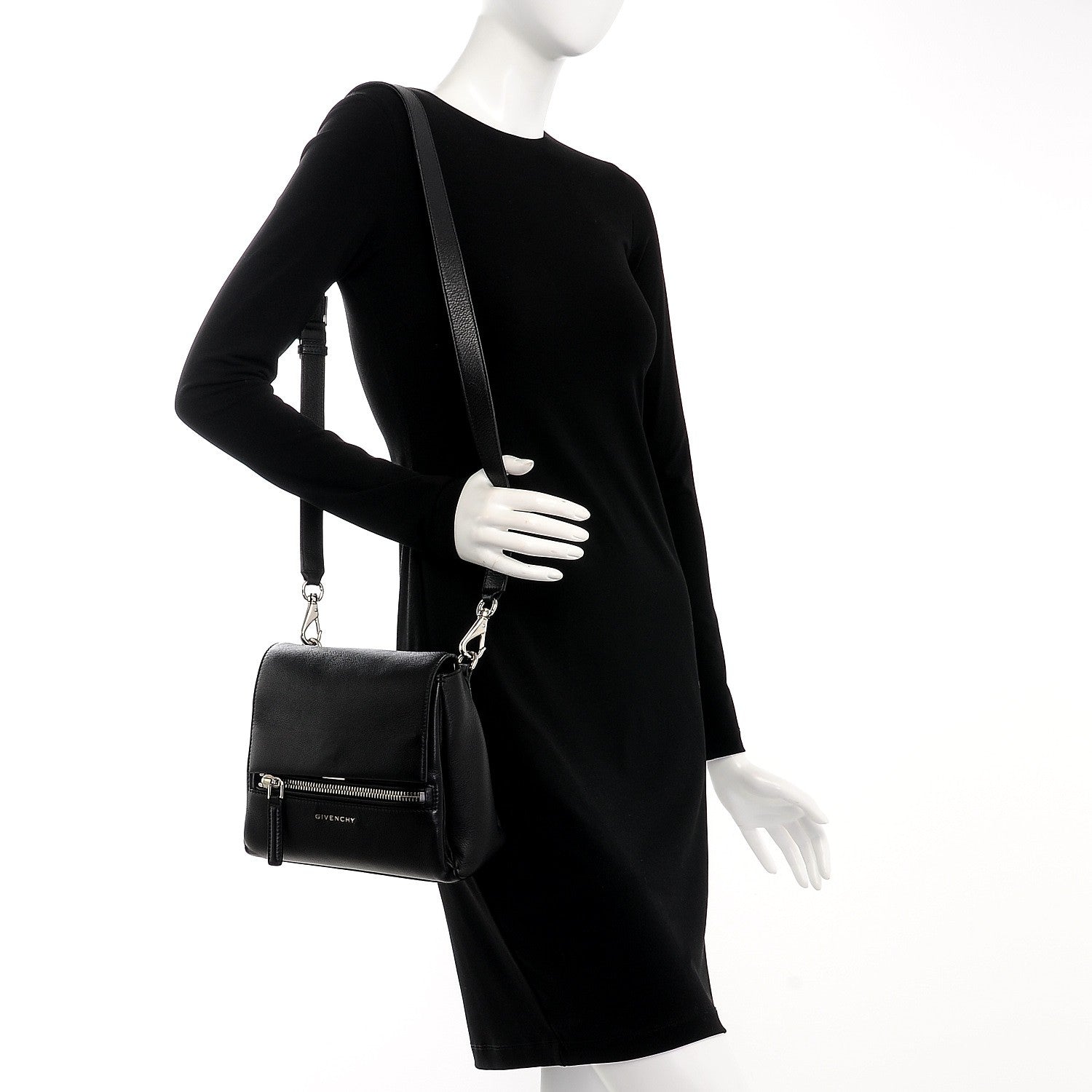 Givenchy Waxy Grained Calfskin Mini Pandora Pure Flap Bag Black 2 of 8