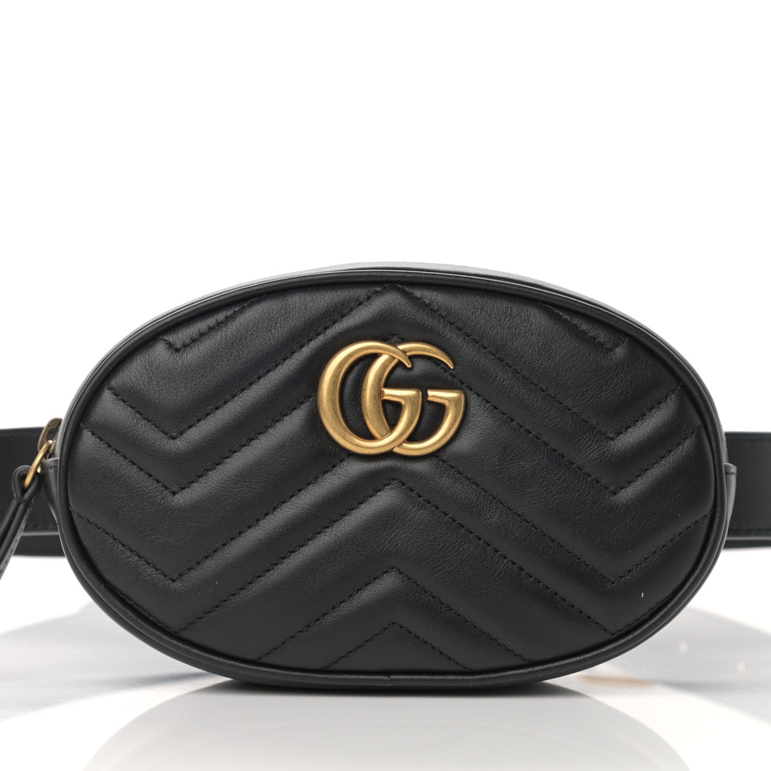 Gucci Calfskin Matelasse GG Marmont Belt Bag 85 34 Black 8 of 13