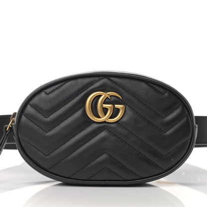 Gucci Calfskin Matelasse GG Marmont Belt Bag 85 34 Black 8 of 13