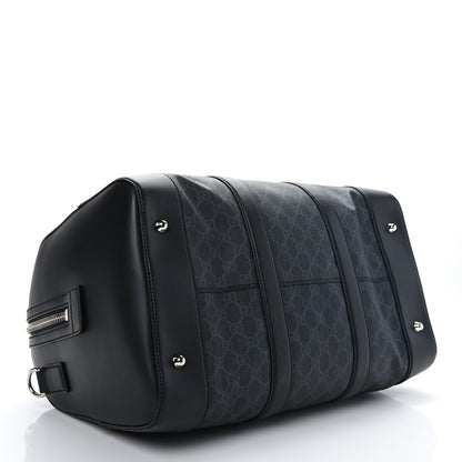 Gucci Soft GG Supreme Monogram Appia Calfskin Web Medium Carry On Duffle Bag Black Grey 4 of 12