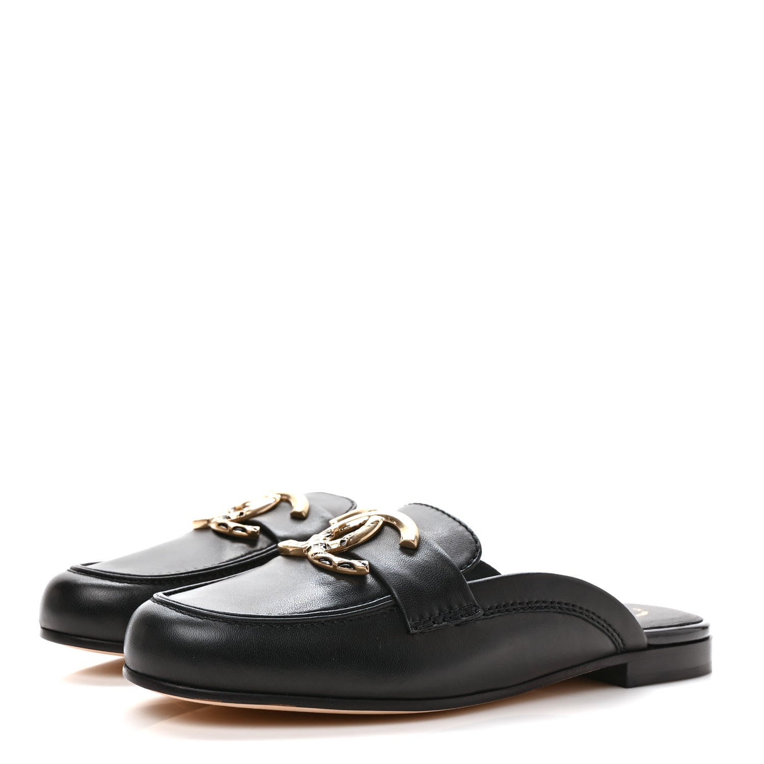 Chanel Lambskin CC Mules 35.5 Black 3 of 9