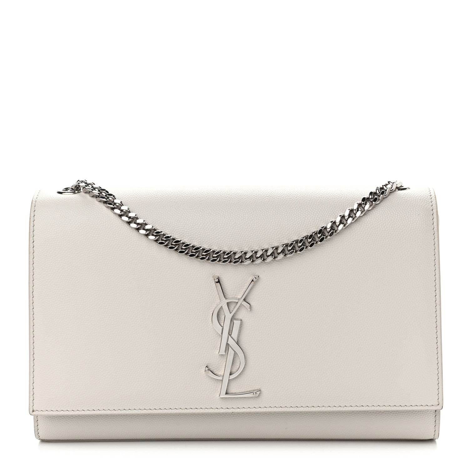 Saint Laurent Grain De Poudre Medium Classic Monogram Kate Satchel Icy White 1 of 13