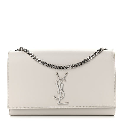 Saint Laurent Grain De Poudre Medium Classic Monogram Kate Satchel Icy White 1 of 13