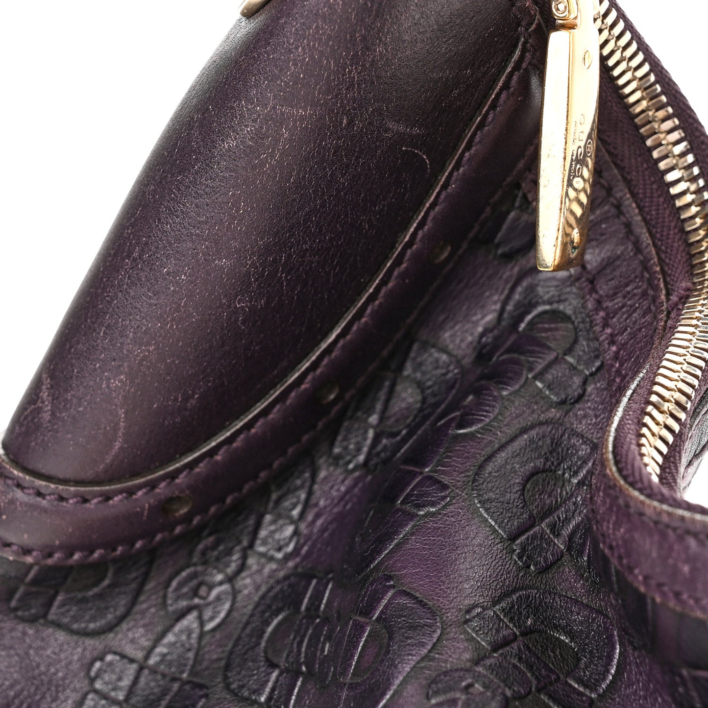 Calfskin Horsebit Embossed Glam Hobo Burgundy