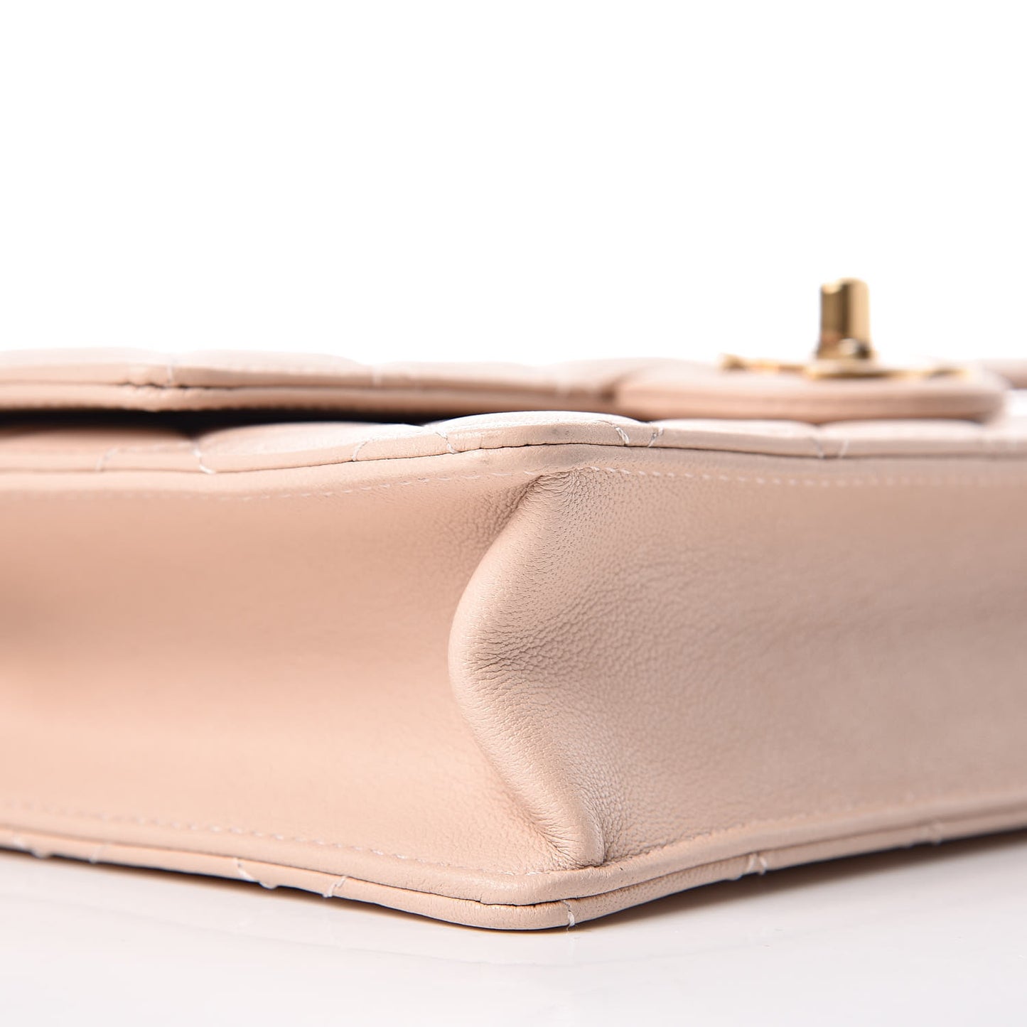 Lambskin Quilted Small Chic Pearls Flap Beige