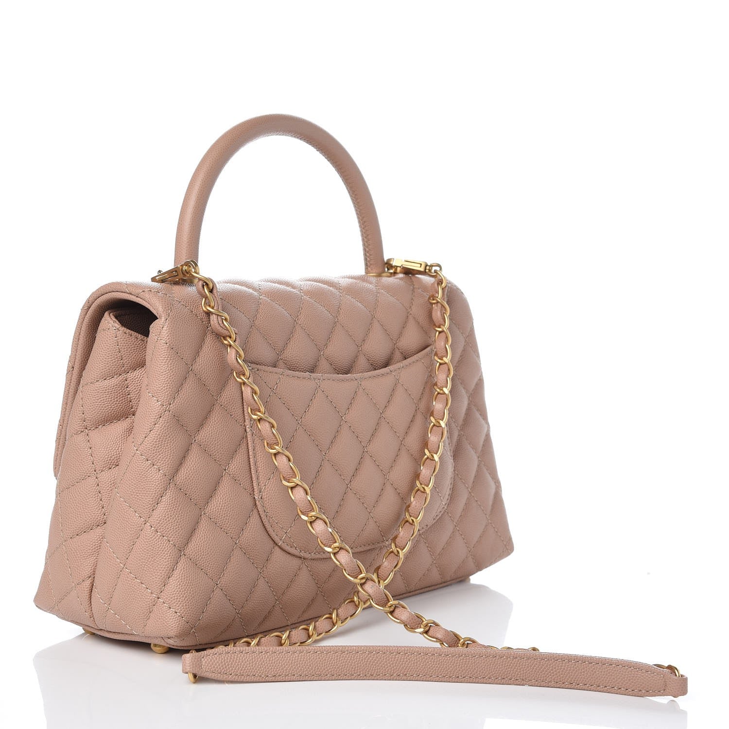 Chanel Caviar Quilted Small Coco Handle Flap Light Beige 4 of 10