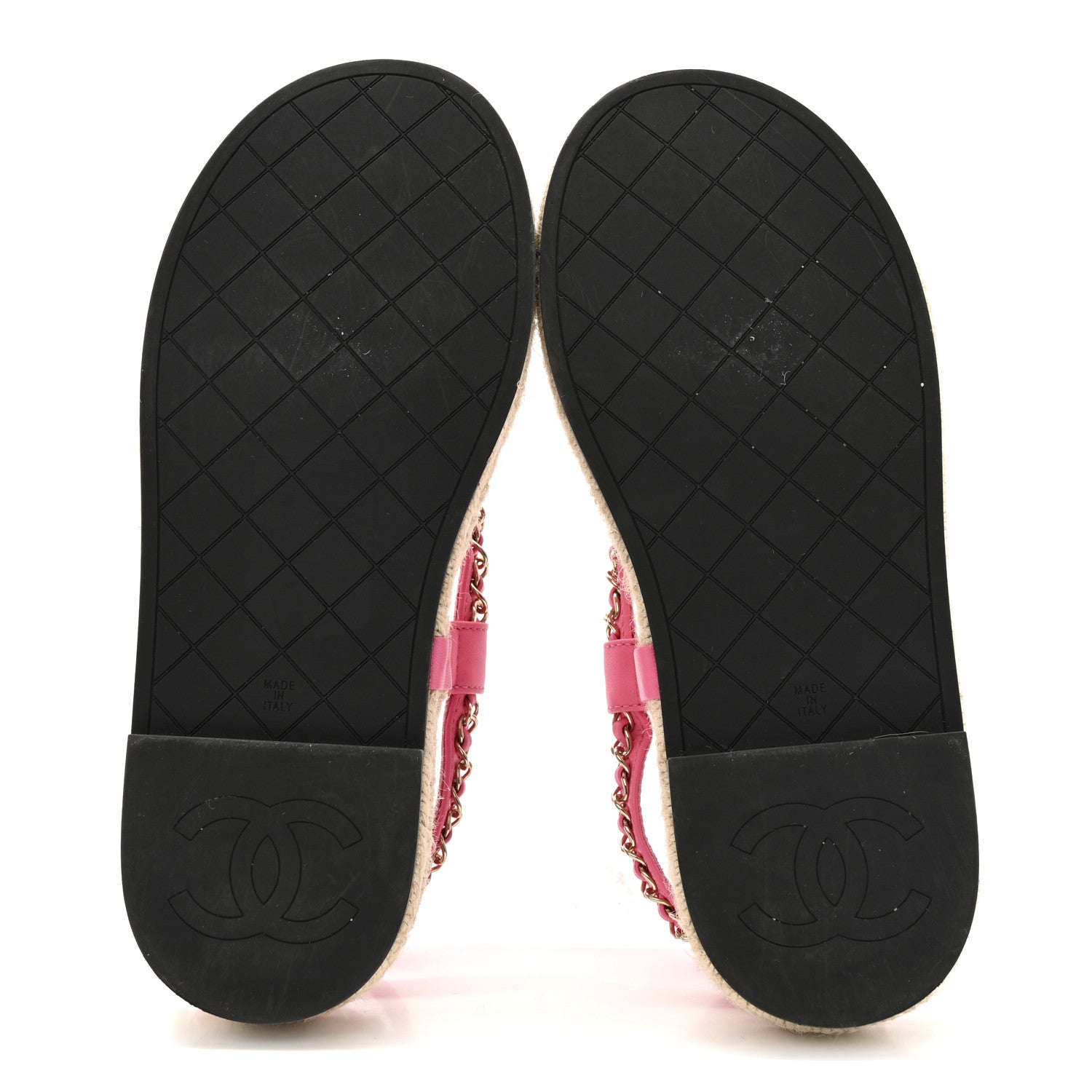 Chanel Lambskin Chain CC Thong Espadrille Sandals 38 Pink 6 of 13