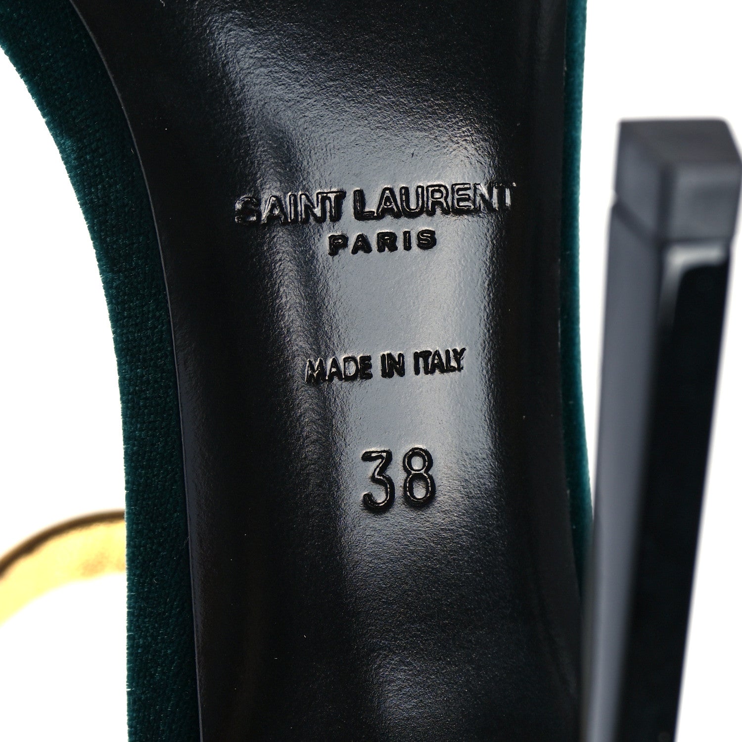 Saint Laurent Metallic Velvet Talitha Ankle Strap Sandals 39 Green Gold 6 of 9