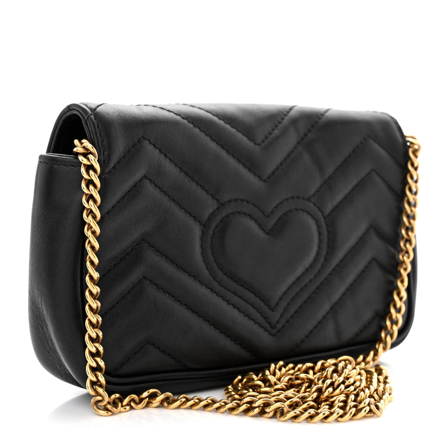 Gucci Calfskin Matelasse Super Mini GG Marmont Shoulder Bag Black 3 of 13