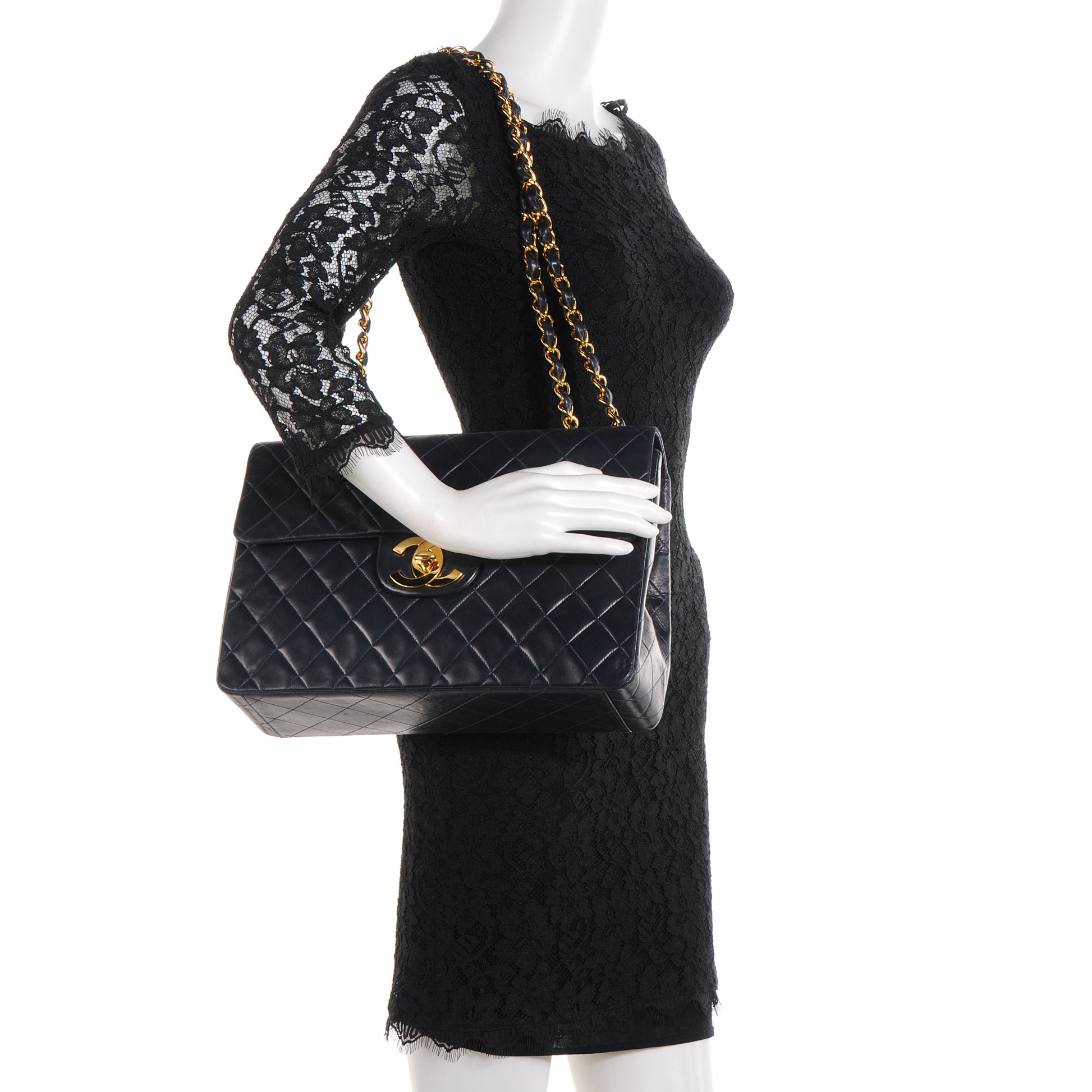 Chanel Lambskin XL Jumbo Flap Navy 2 of 8