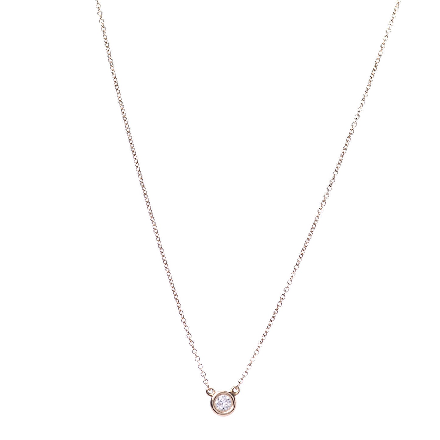 18K Rose Gold Diamond .16ct Elsa Peretti Diamonds by the Yard Pendant Necklace