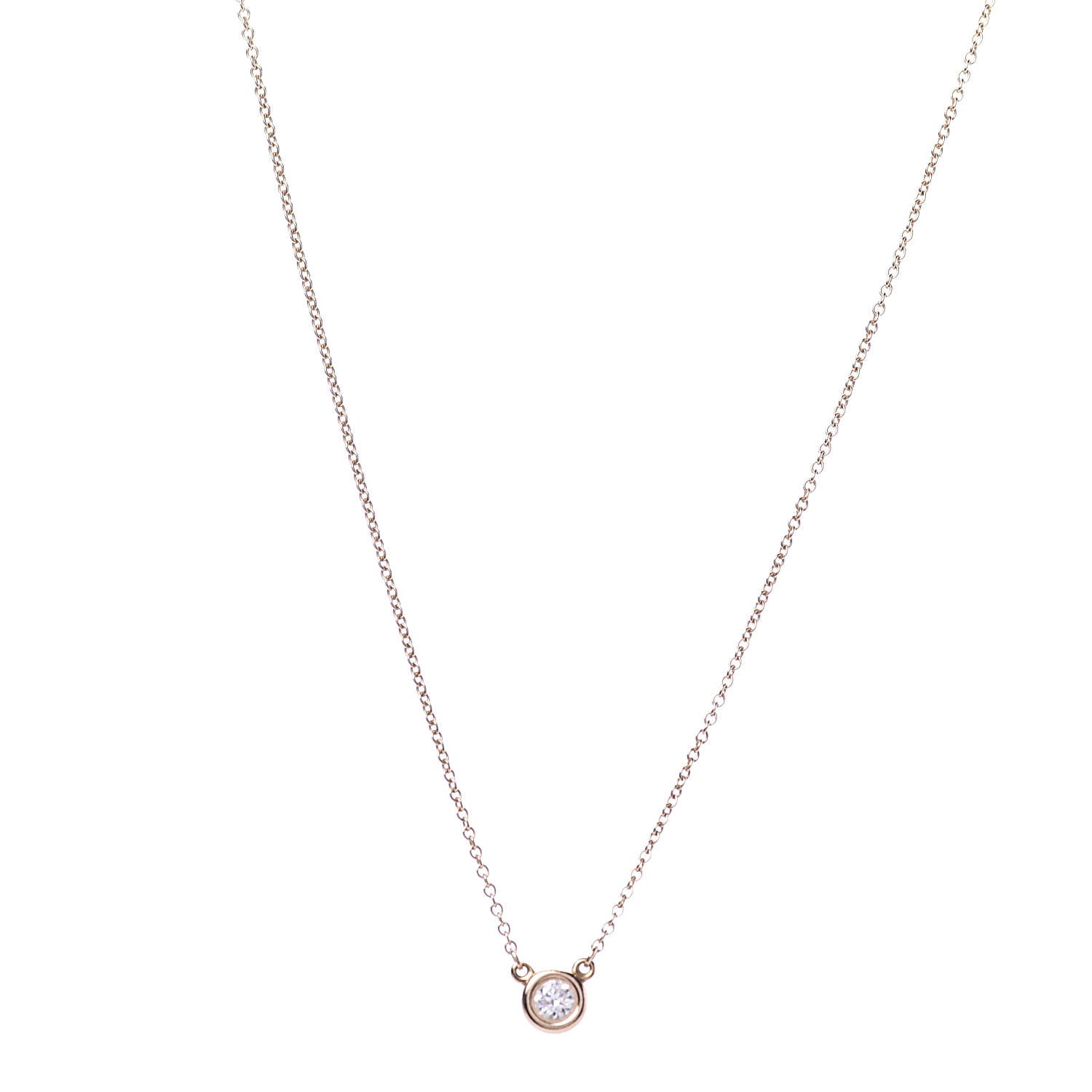 Tiffany 18K Rose Gold Diamond .16ct Elsa Peretti Diamonds by the Yard Pendant Necklace 1 of 8