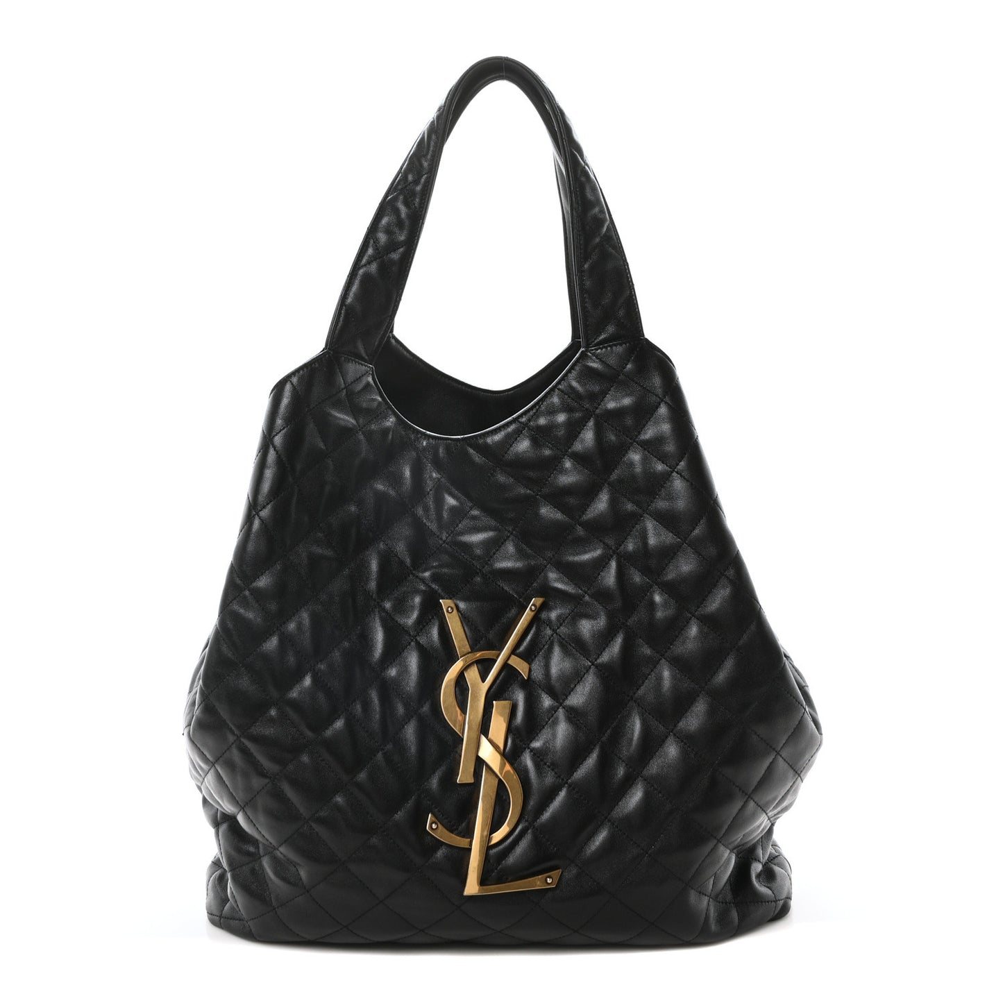 Lambskin Quilted Maxi Icare Shopping Tote Black