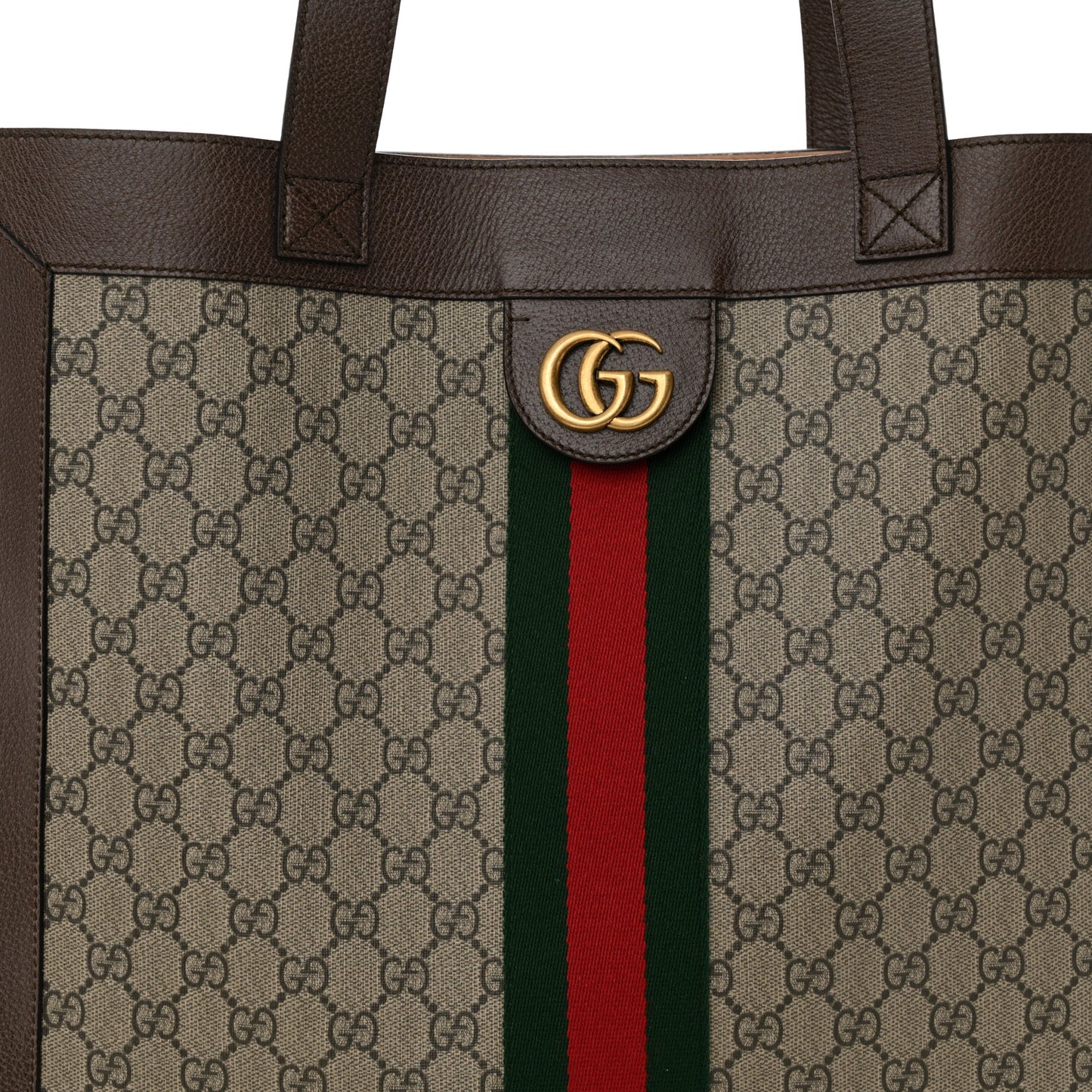 GG Supreme Monogram Web Large Ophidia Vertical Shopping Tote Brown