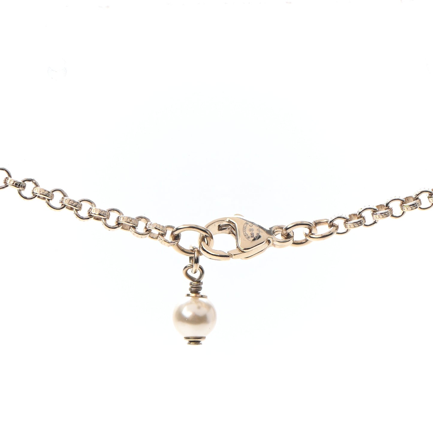 Pearl CC Pendant Necklace Golden Pearly White
