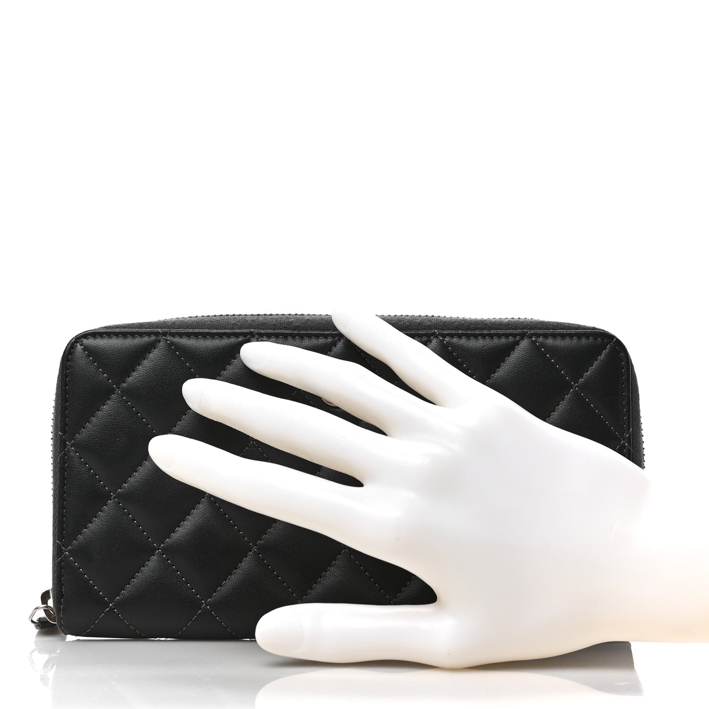 Lambskin Stitched Large Gusset Zip Around Wallet Dark Grey