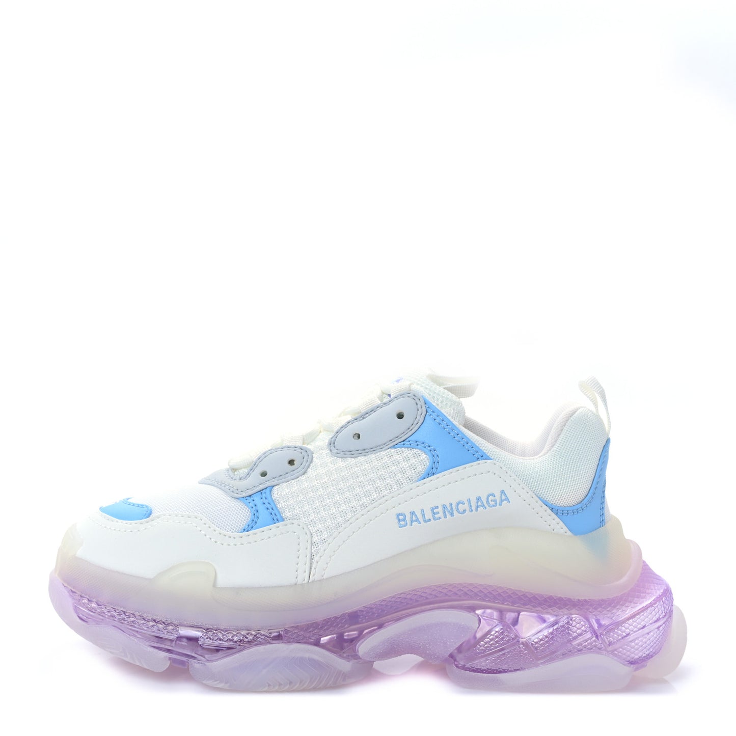 Fabric Mesh Clear Sole Womens Triple S Sneakers 37 Light Blue Grey Lilac White