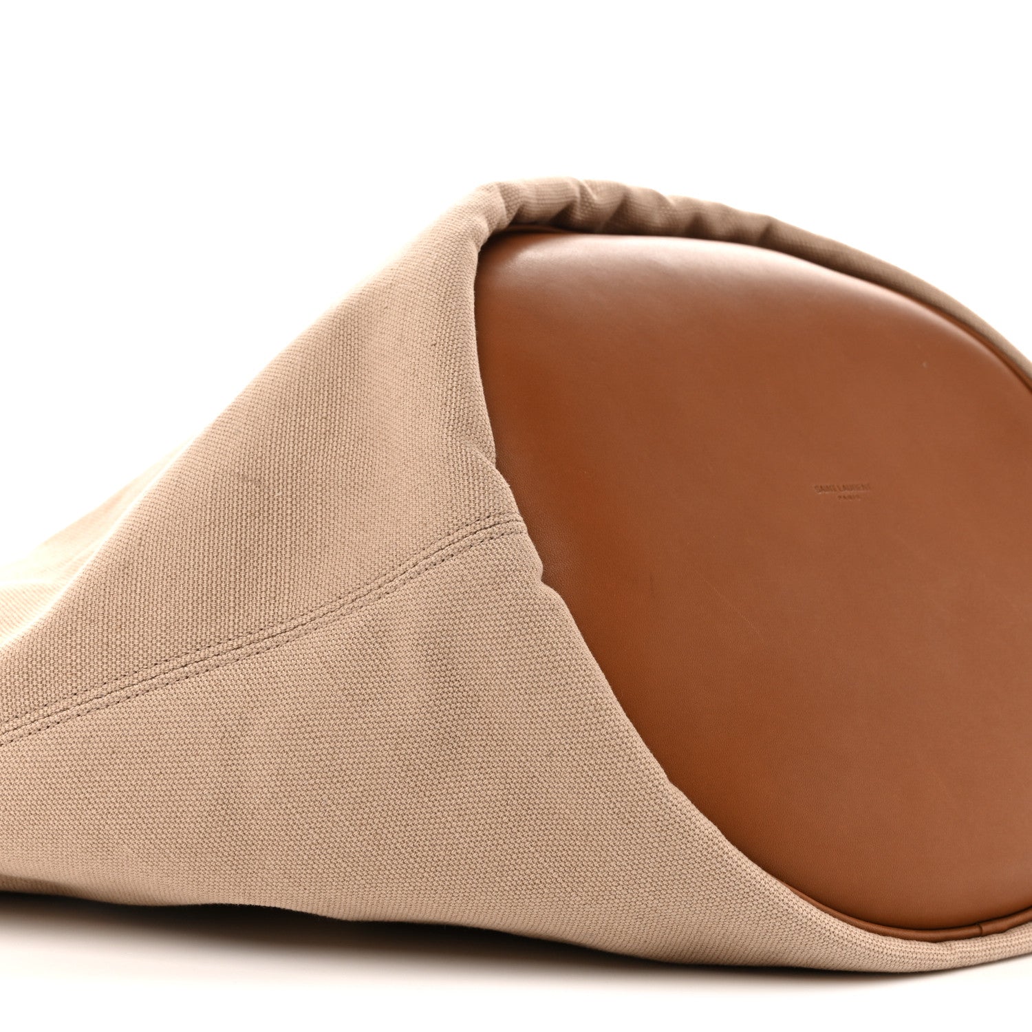 Saint Laurent Canvas Calfskin Lauren Panier Tote Desert Dust 9 of 12