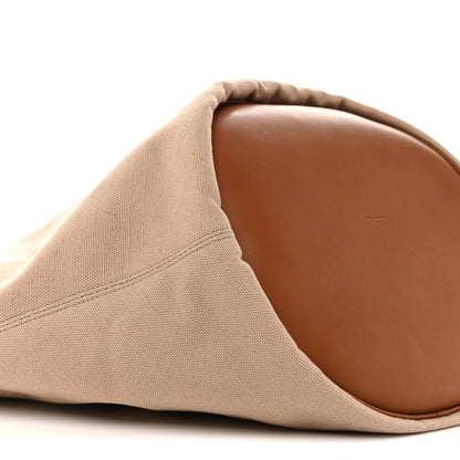 Saint Laurent Canvas Calfskin Lauren Panier Tote Desert Dust 9 of 12