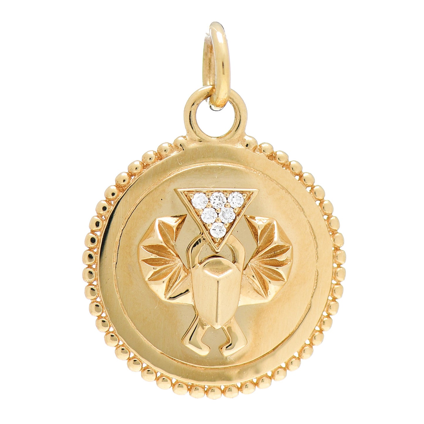 18K Yellow Gold Diamond Baby Protection Medallion Pendant