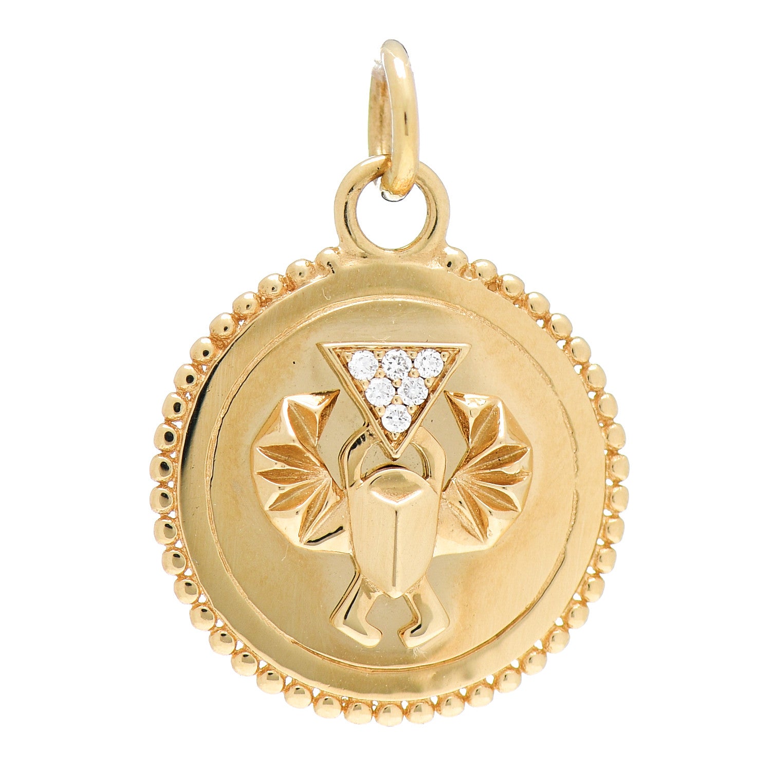Foundrae 18K Yellow Gold Diamond Baby Protection Medallion Pendant 1 of 3