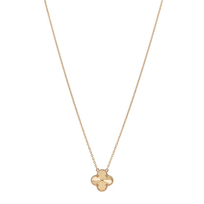 Van Cleef & Arpels 18K Yellow Gold Guilloche Vintage Alhambra Pendant Necklace 1 of 6