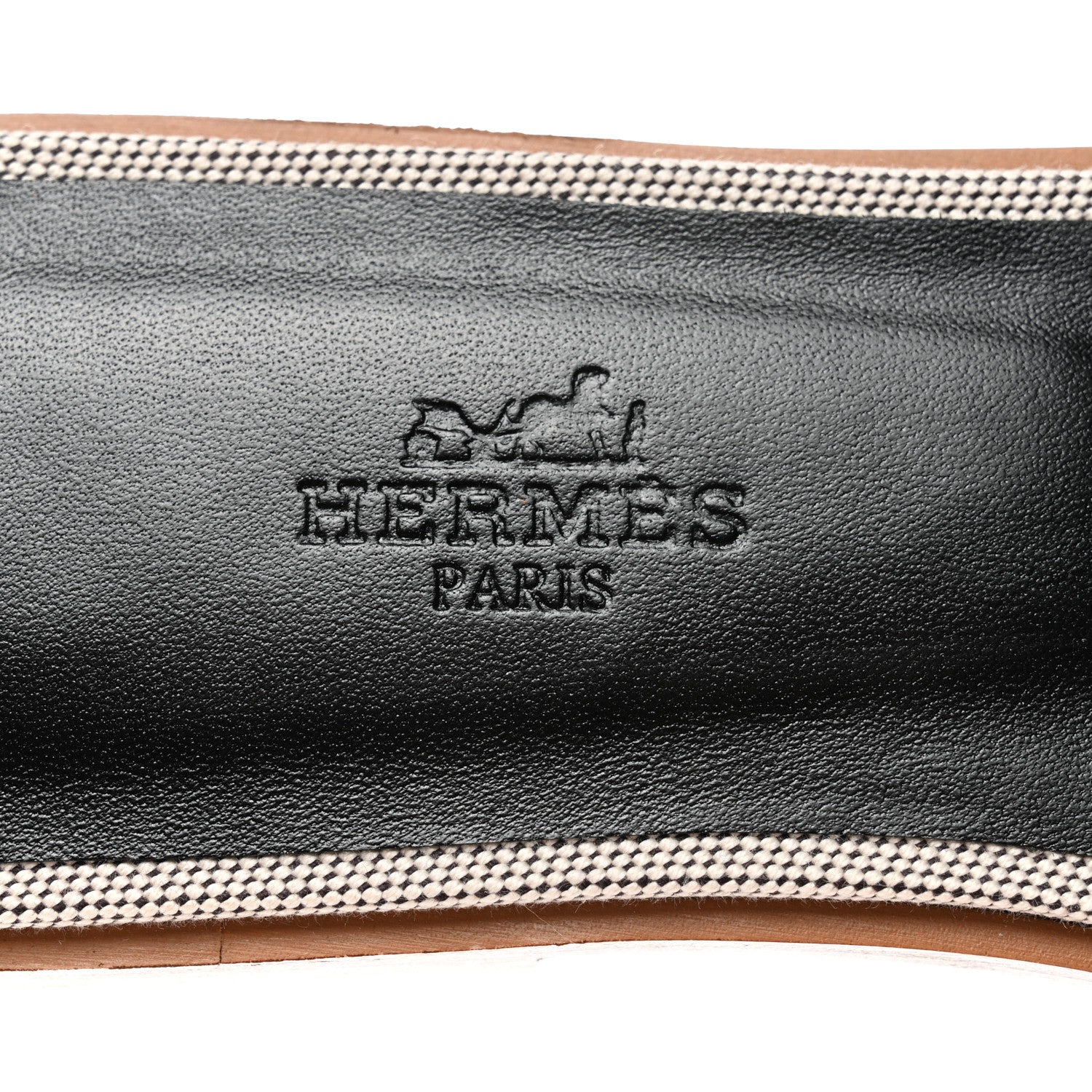 Hermes Calfskin Canvas Oran Sandals 36.5 Black 8 of 9