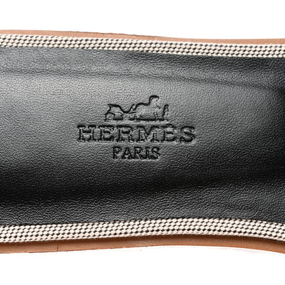 Hermes Calfskin Canvas Oran Sandals 36.5 Black 8 of 9