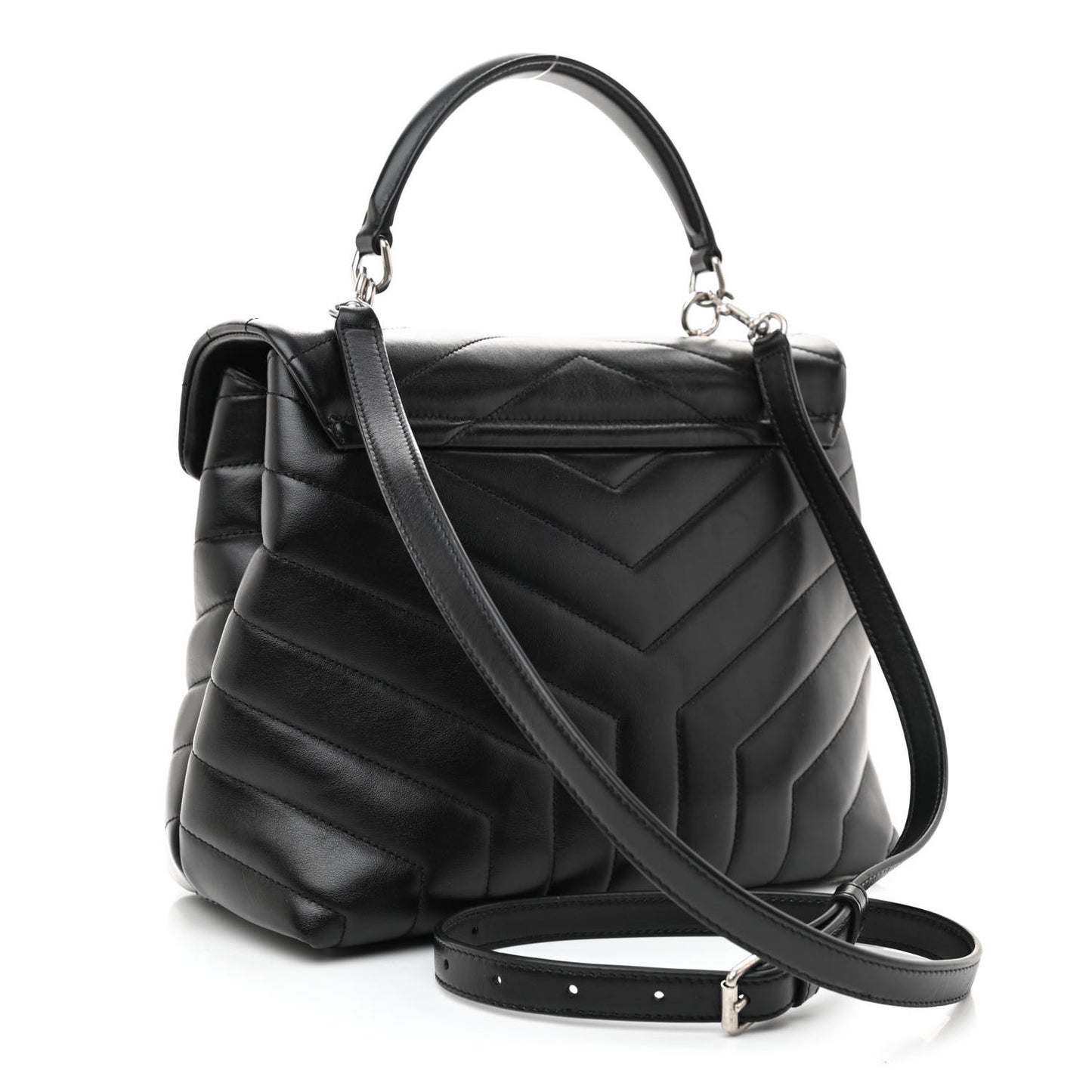 Calfskin Y Quilted Monogram Medium Loulou Satchel Black