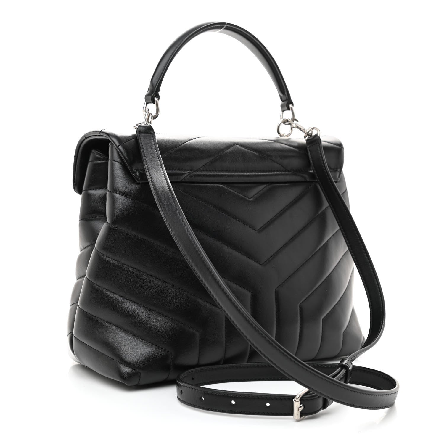 Saint Laurent Calfskin Y Quilted Monogram Medium Loulou Satchel Black 3 of 8