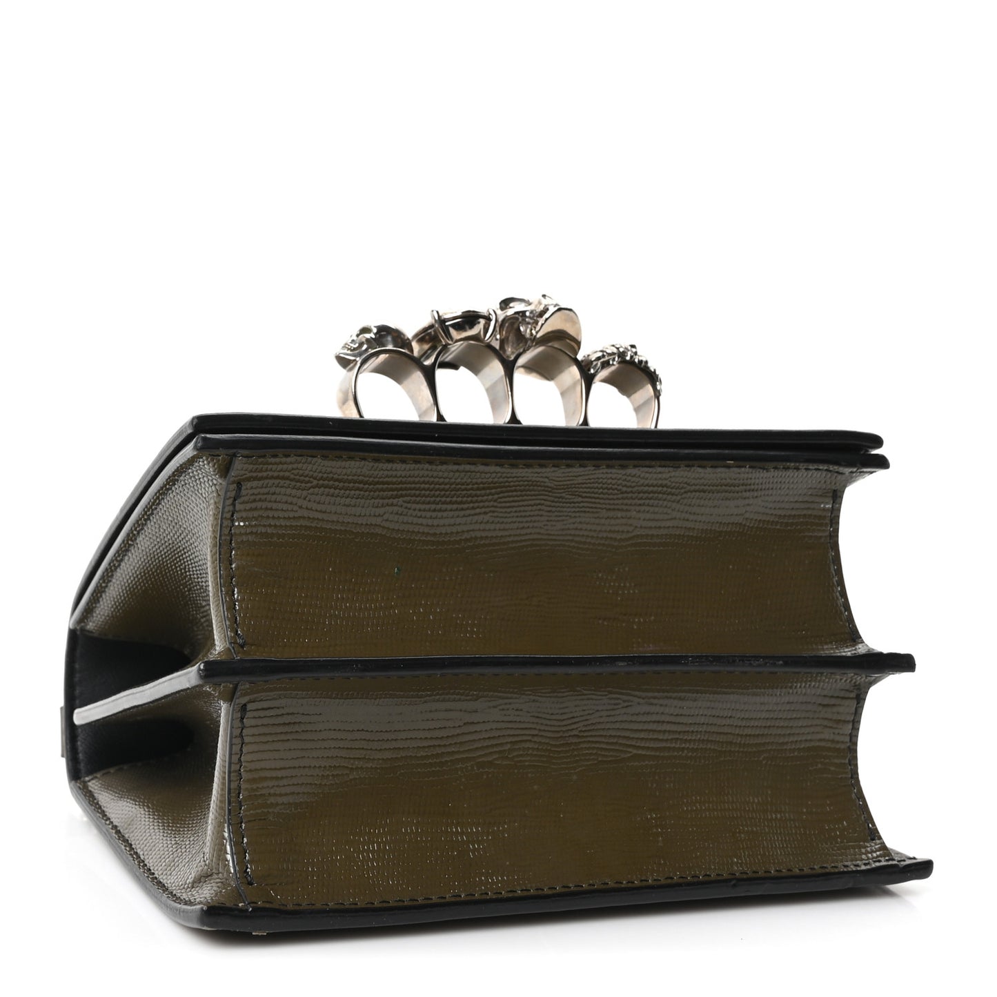 Lizard Embossed Calfskin Knuckle Crossbody Khaki