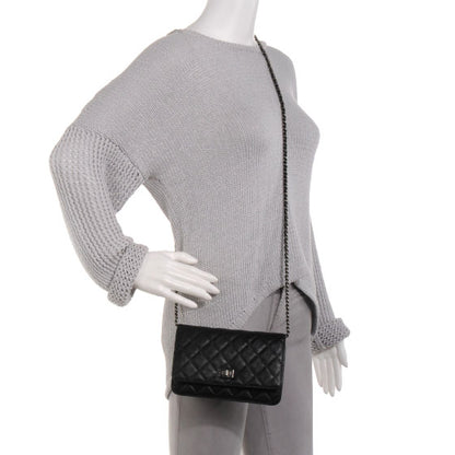 Chanel Aged Calfskin Reissue Wallet On Chain WOC Black 2 of 8