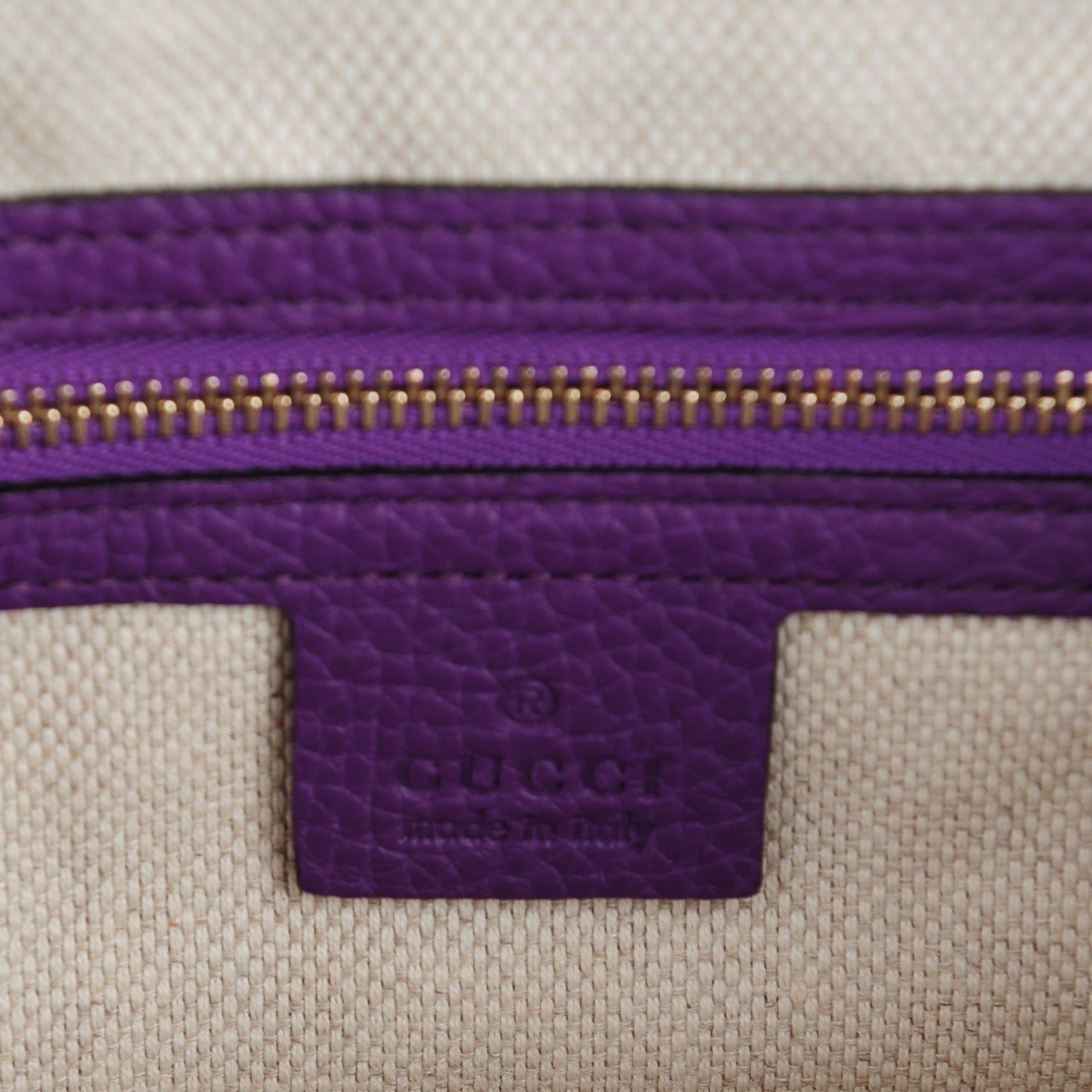 Gucci Pebbled Calfskin Small Soho Shoulder Bag Shine Purple 5 of 6
