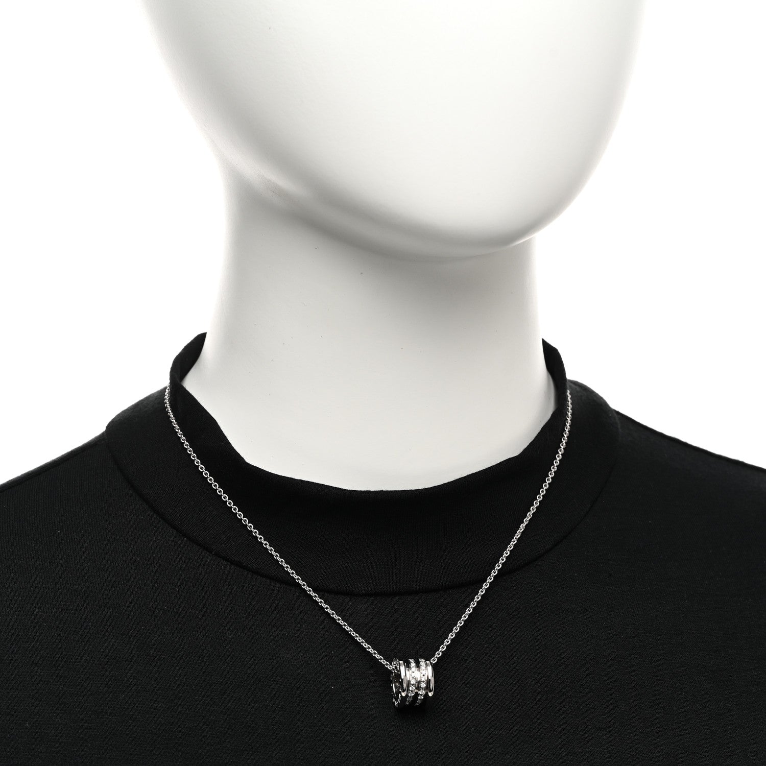 Bulgari 18K White Gold Diamond B.Zero1 Pave Pendant Necklace 2 of 5